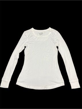 Cuddl Duds White Long Sleeve Scoop Neck Top